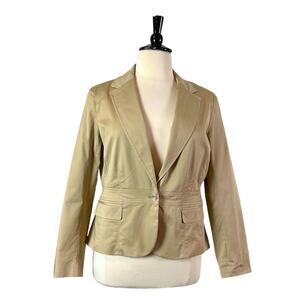 New York & Company Blazer One Button Notch Lapel Tan Stretch Women’s Size 18